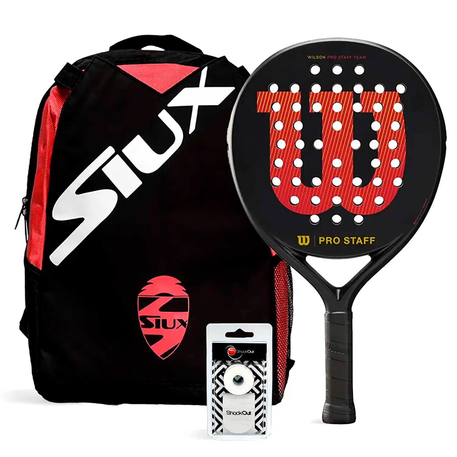 WILSON RACKET PRO STAFF V2 TEAM BLACK RED BUNDLING BAG + GRIP