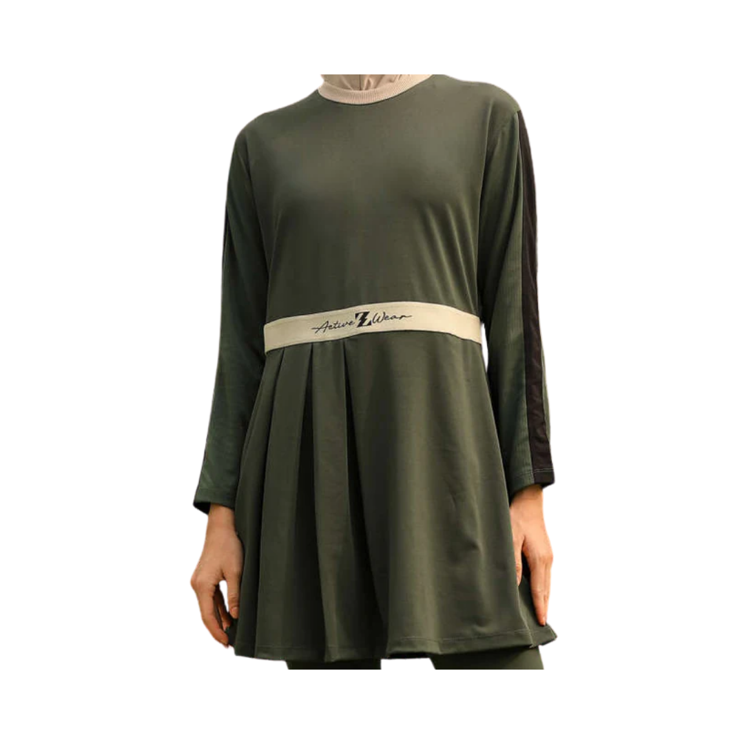 ATHLETICS PLEATED DRESS GREEN ARMY ACTIVE ZS