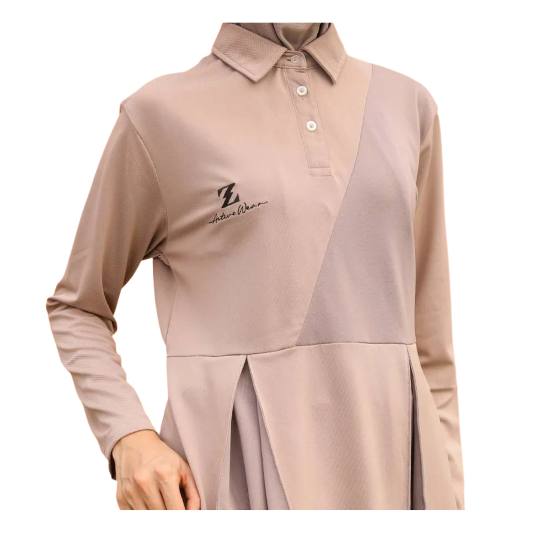 POLO PLEATED DRESS DUSTY PINK ACTIVE ZS