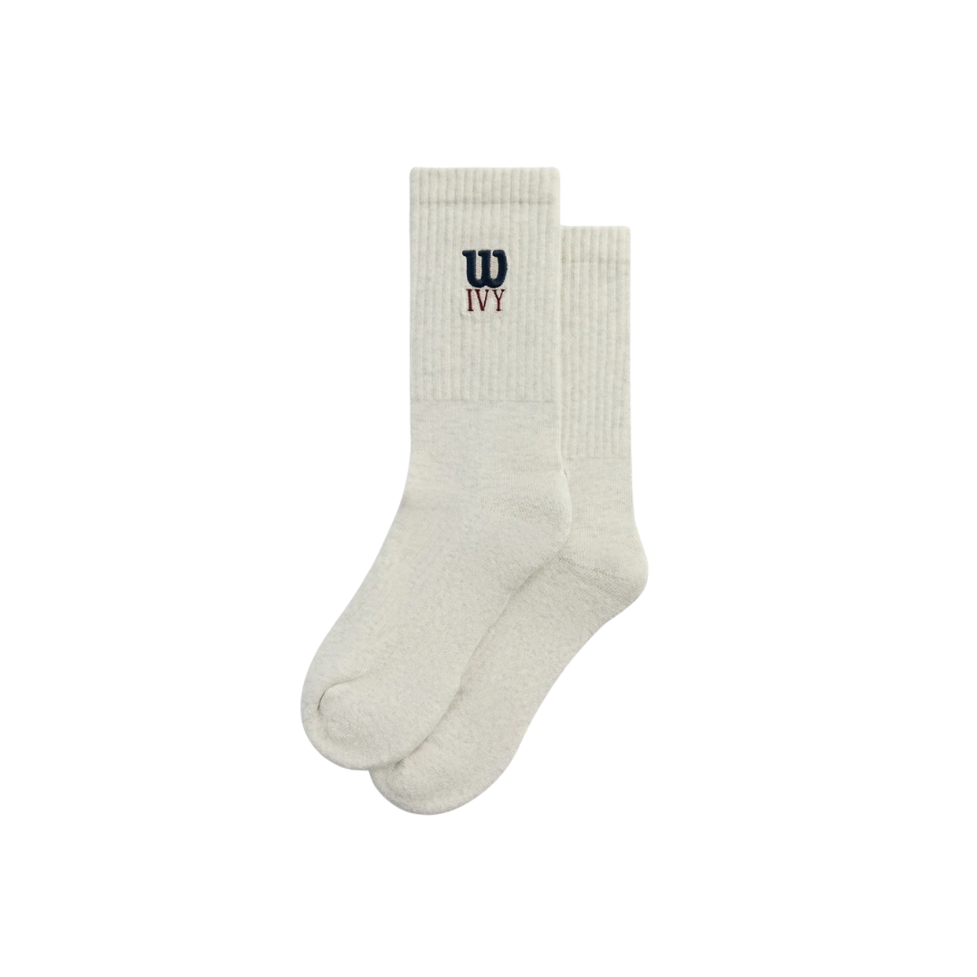 KITH IVY X WILSON SOCKS LOGO CREW GRAY HEATHER