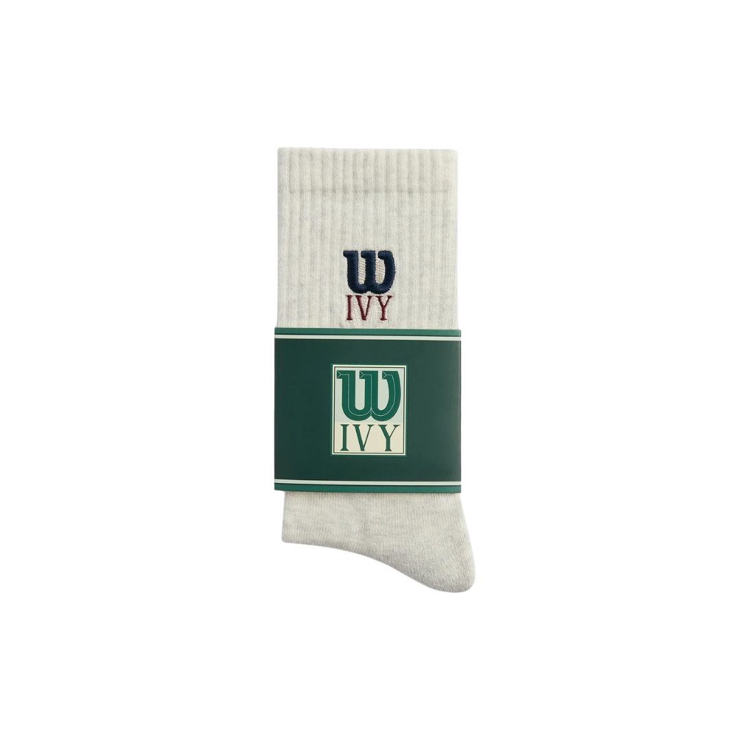 KITH IVY X WILSON SOCKS LOGO CREW GRAY HEATHER