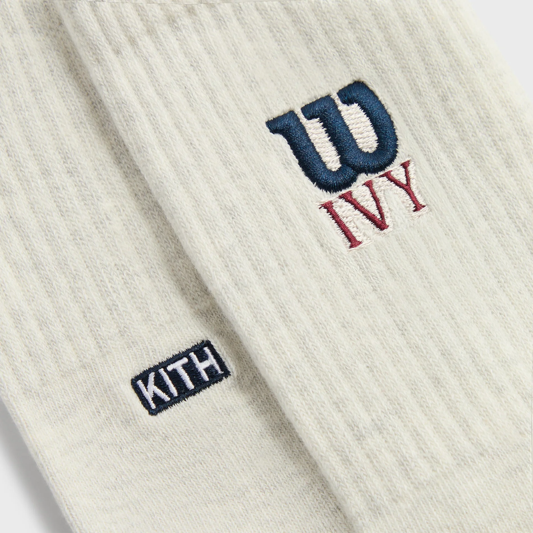 KITH IVY X WILSON SOCKS LOGO CREW GRAY HEATHER