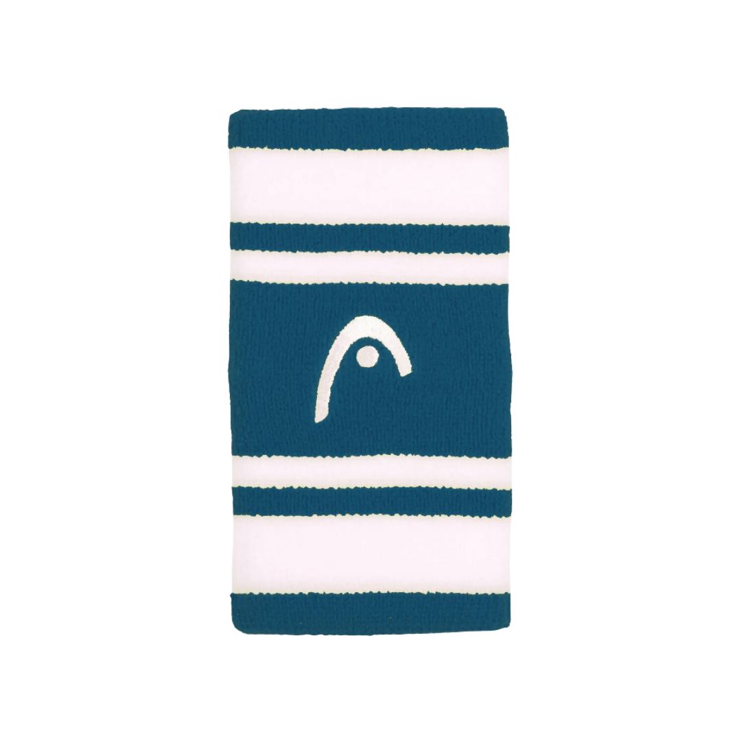 HEAD WRISTBANDS LONG TEAL WHITE (PACK 2)