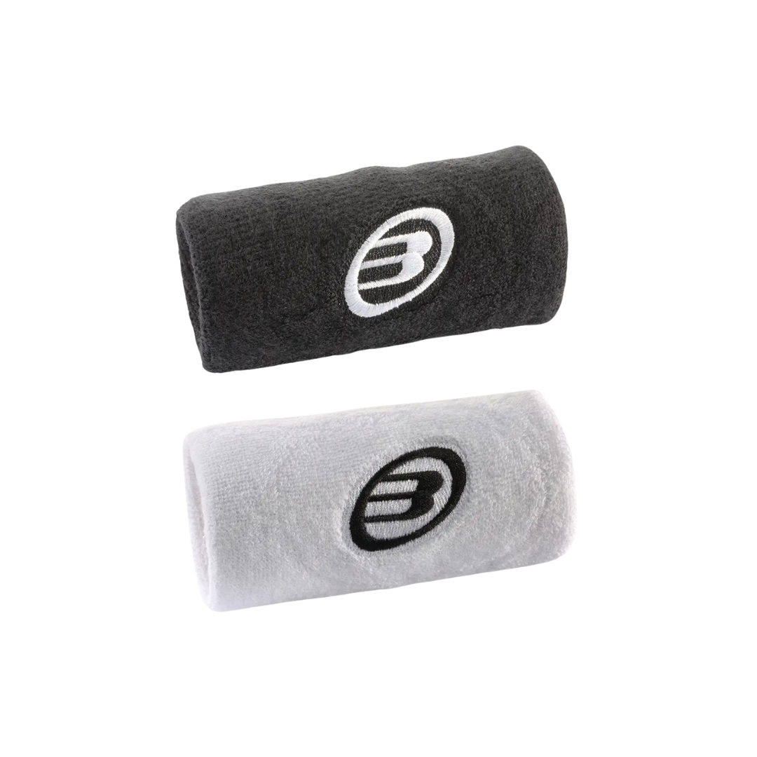 BULLPADEL WRISTBANDS BPMU262 BLACK WHITE (PACK 2)