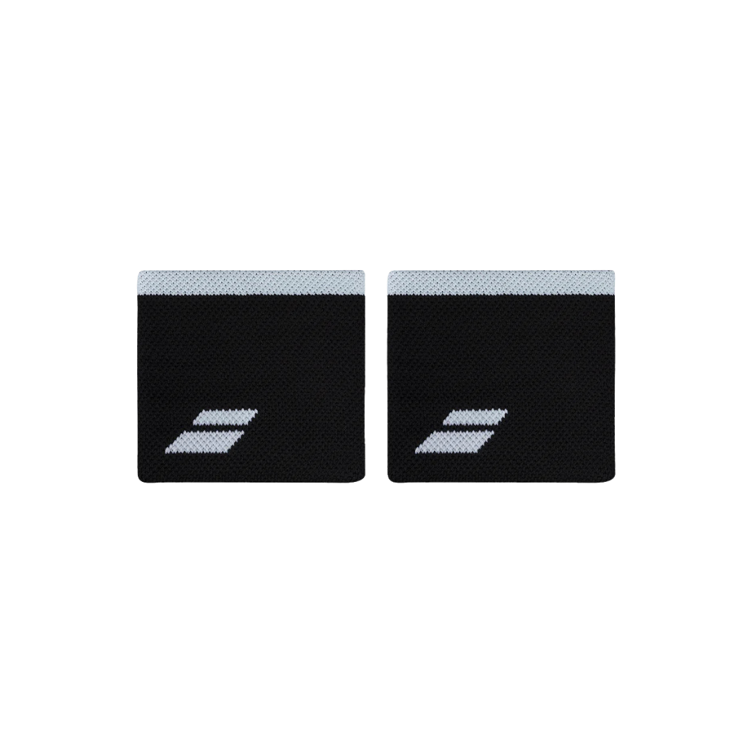 BABOLAT WRISTBANDS SHORT BLACK WHITE (PACK 2)