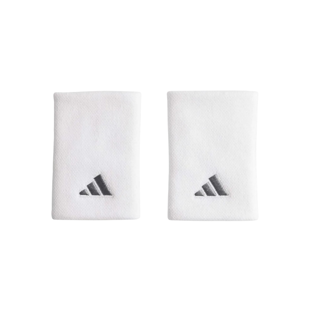 ADIDAS WRISTBANDS LONG WHITE SILVER 2 UNITS
