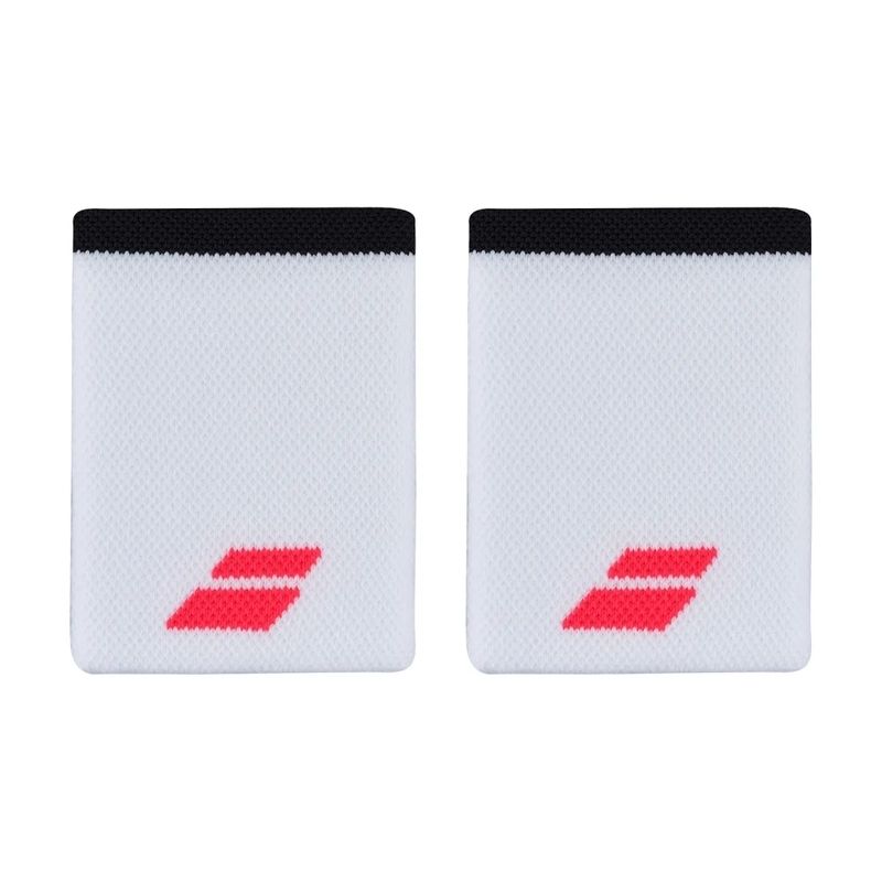 BABOLAT WRISTBANDS LOGO JUMBO WHITE/STRIKE RED (PACK 2)