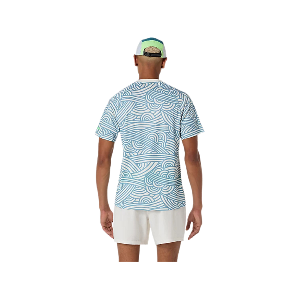 ASICS T-SHIRT MEN COURT PRINT SS TOP CREAM BLUE