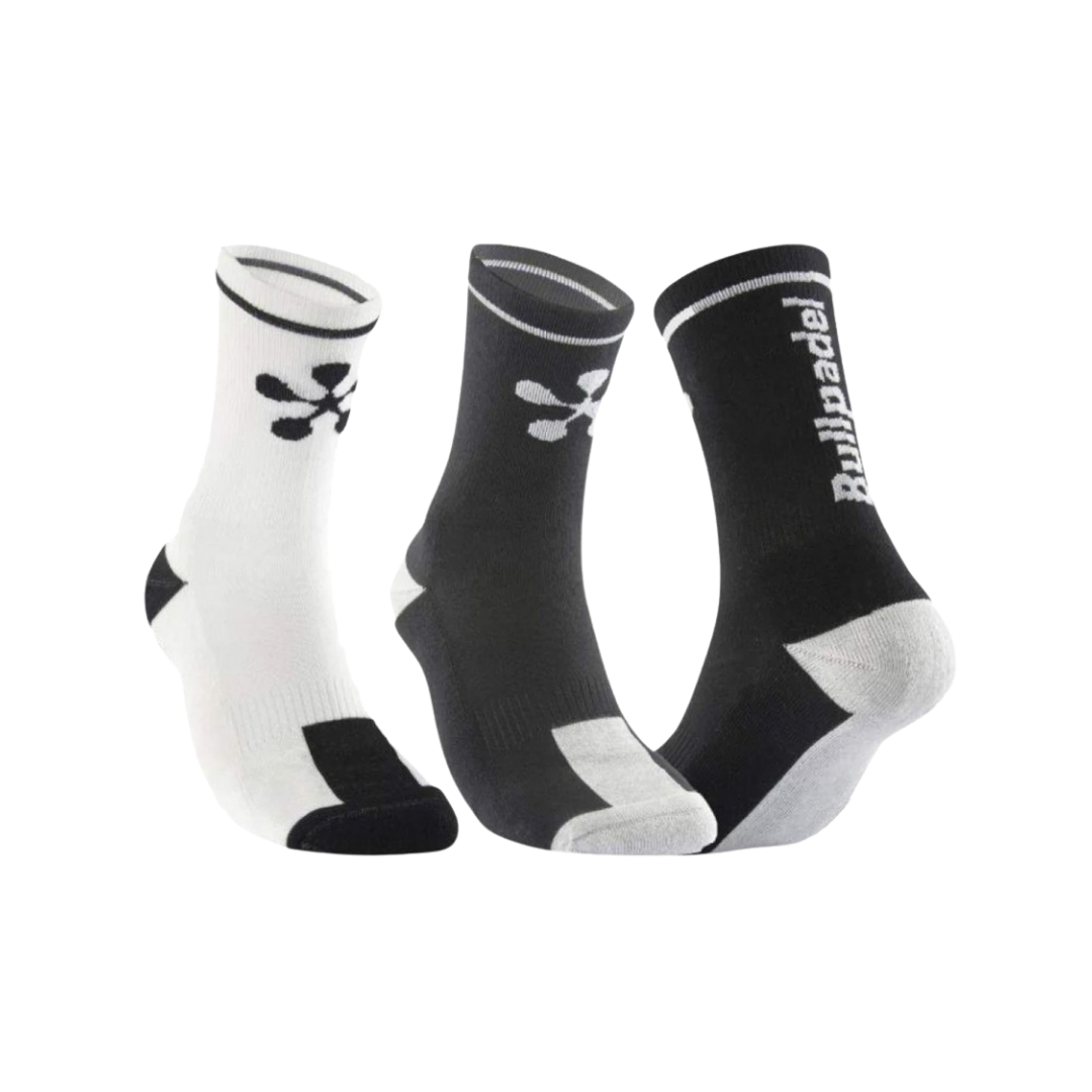 BULLPADEL SOCKS 2 PACK PREMIER PADEL BPPMR2603 WHITE BLACK