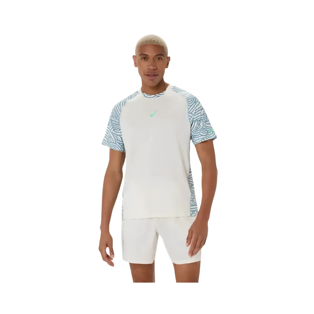 ASICS T-SHIRT MEN COURT PRINT SS TOP CREAM BLUE 2026