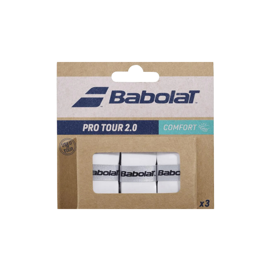 Babolat Overgrips Pro Tour 2.0 Comfort White (pack of 3)