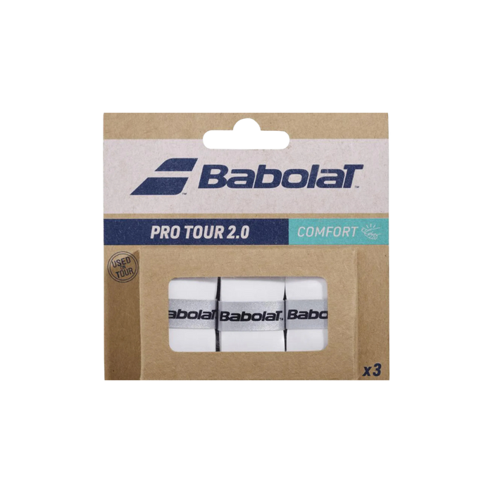 Babolat Overgrips Pro Tour 2.0 Comfort White (pack of 3)