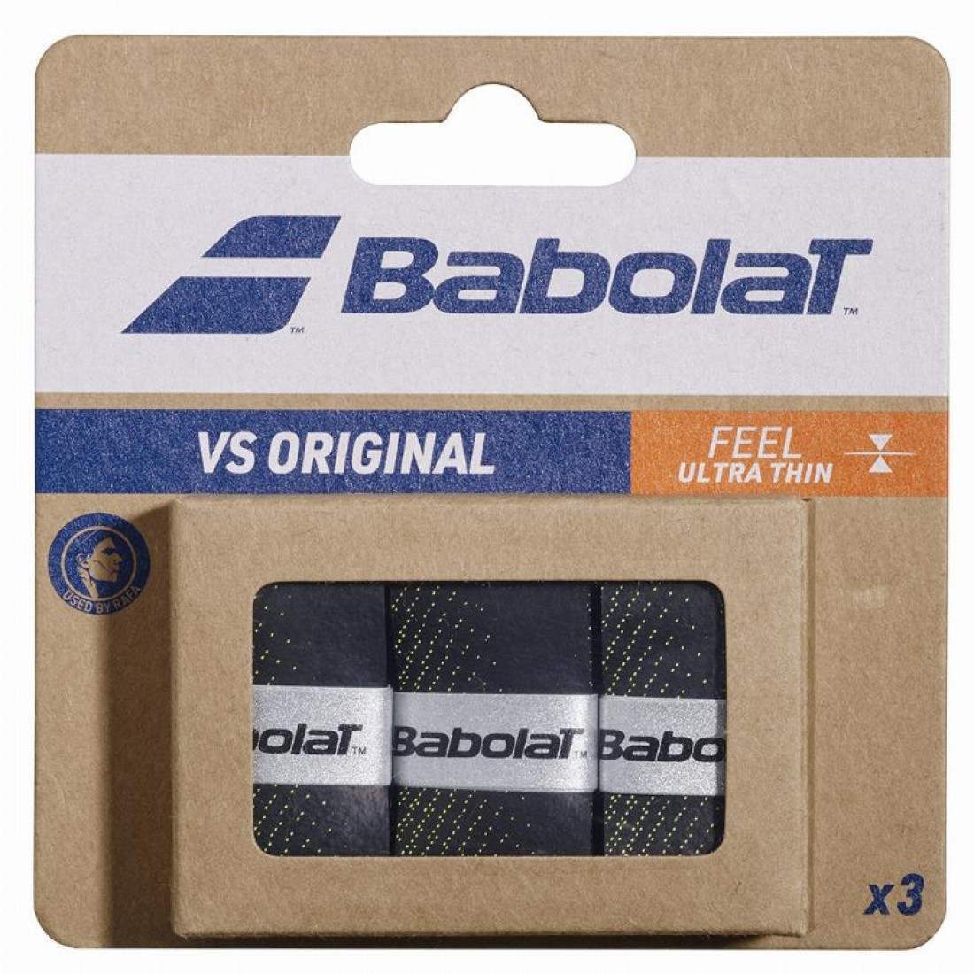 BABOLAT OVERGRIPS VS ORIGINAL SMOOTH BLACK/YELLOW (PACK X3)