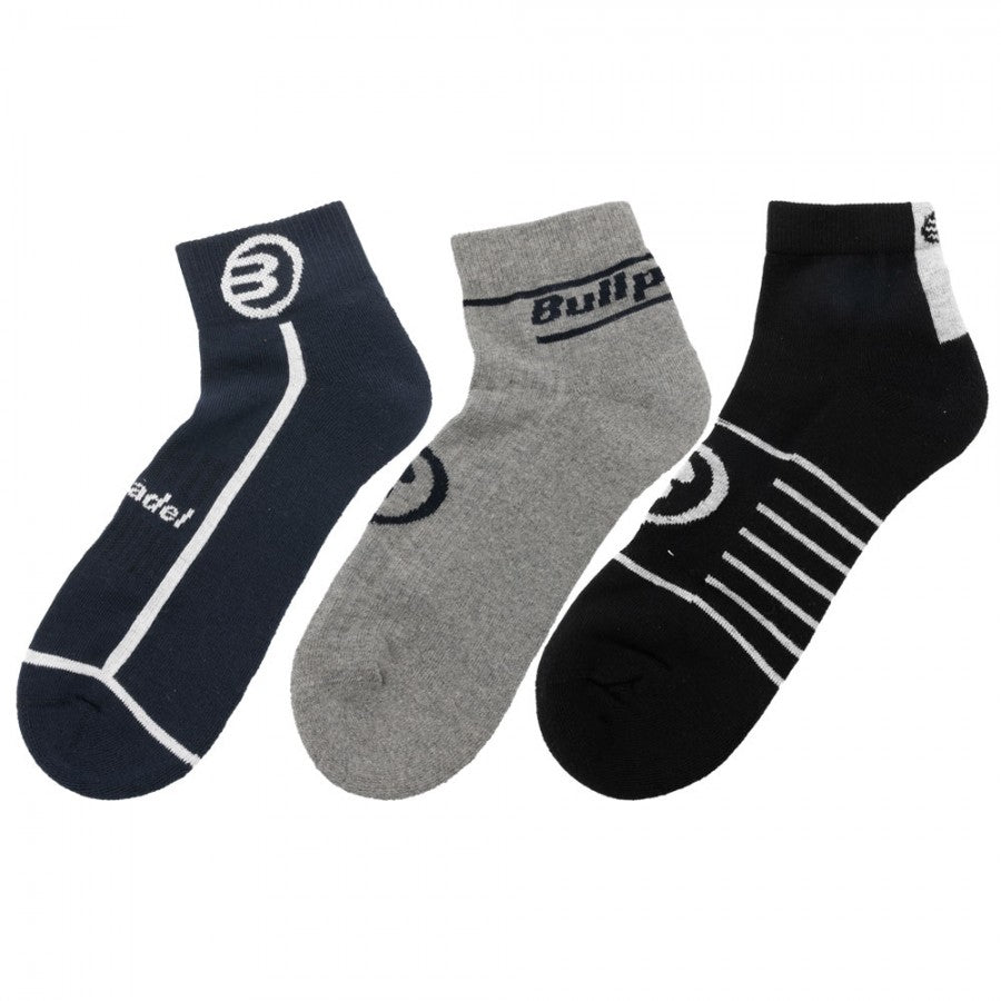 BULLPADEL SOCKS 3 PACK BP254 BLACK/GREY/NAVY
