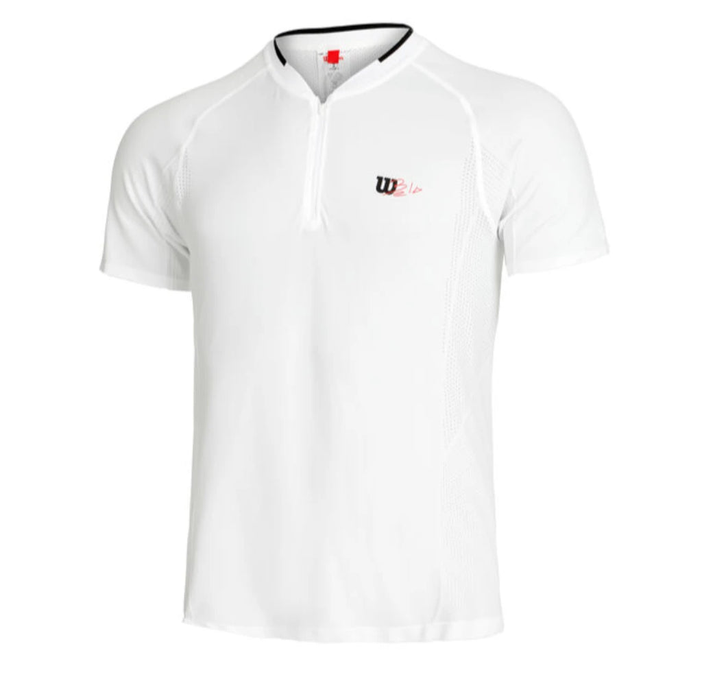 WILSON T-SHIRT MEN PLAYERS SEAMLESS ZIP HENLEY 2.0 WHITE