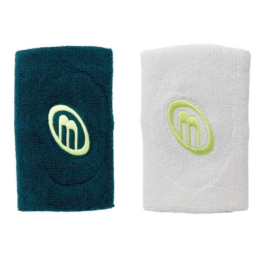 BULLPADEL WRISTBANDS BPMU252 BLANCO VERDE OSCURO (PACK 2)